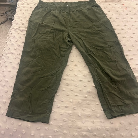 Old Navy wide leg linen hunter green pants elastic waistband size XXL - Picture 1 of 2